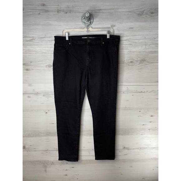 Old Navy Jeans Womens 14 Short Black Curvy Skinny Mid-Rise Stretch Denim Zip Fly - Picture 1 of 11